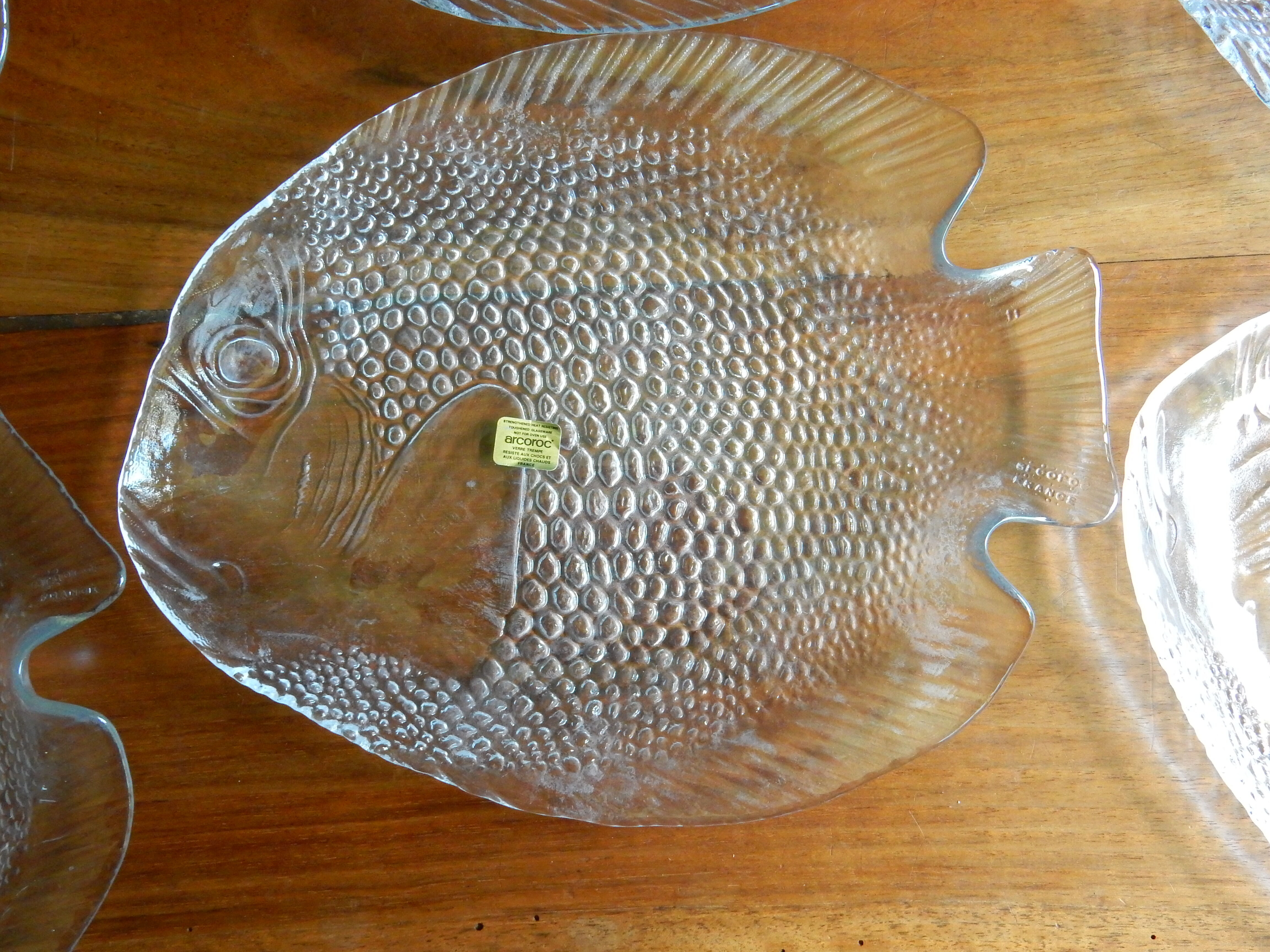 6 Arcoroc Glass Fish Plates Selency