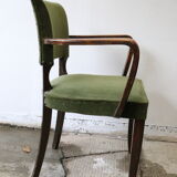 Dark wood and green velvet bridge chair