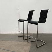 Vintage German cantilever bar stools B30 with leather cushions by Tecta and Jean Prouvé, set of 2.
