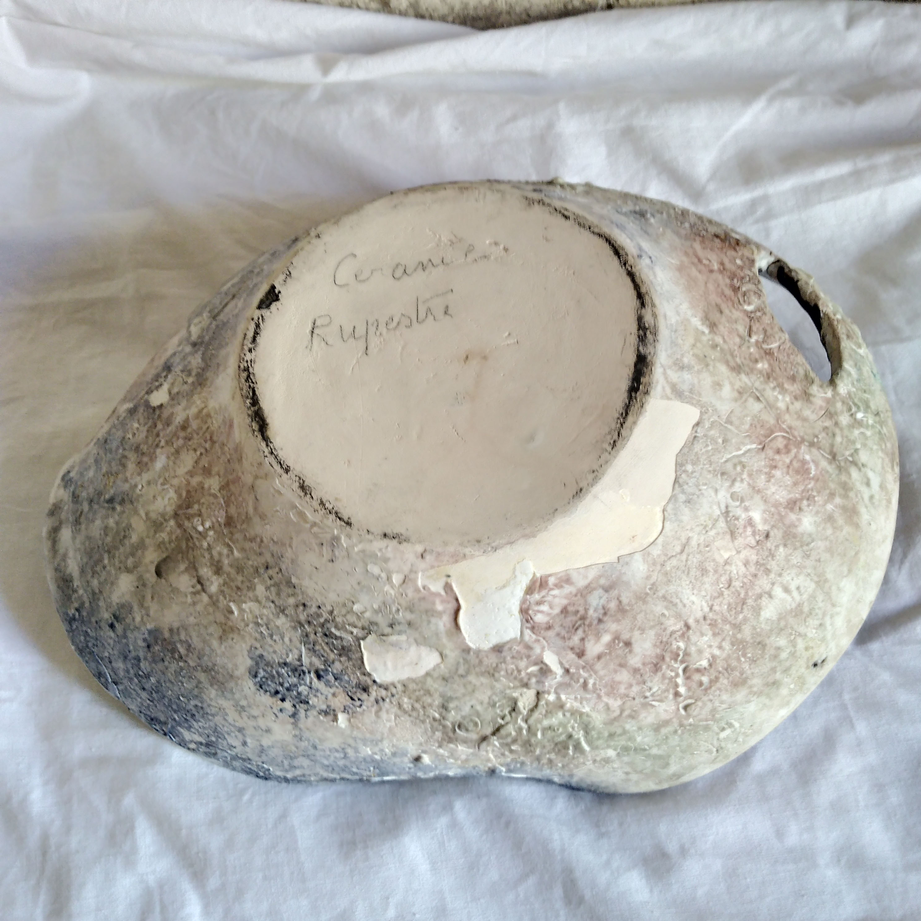 Vallauris rock ceramic basket 1950