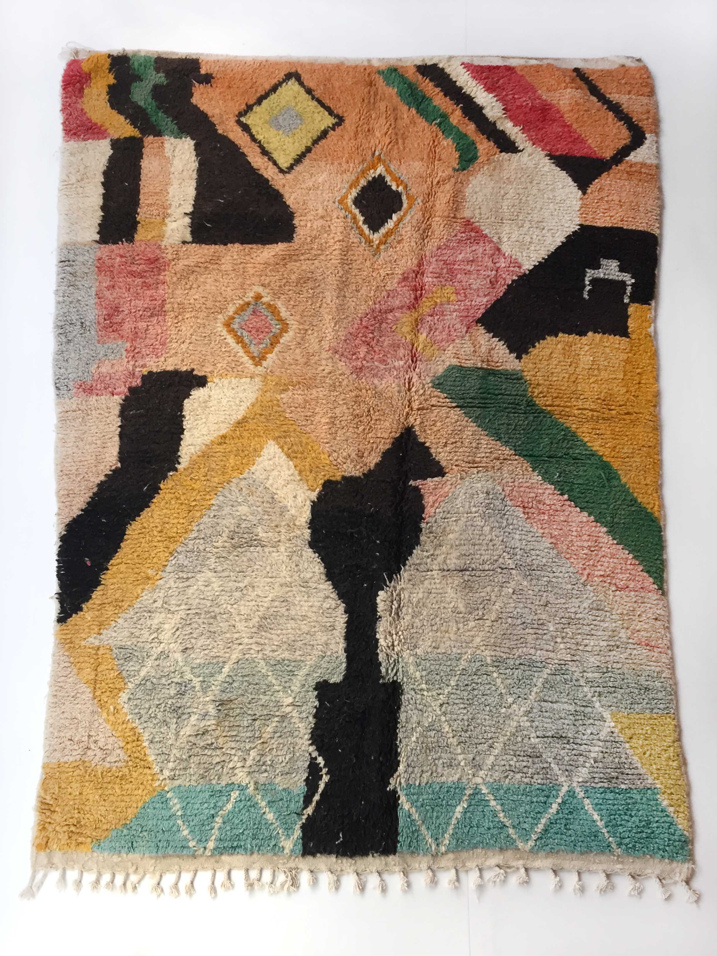 Moroccan Berber boujaad carpet with colorful patterns 283x209cm