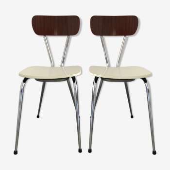 Paire de chaises vintage bicolores formica