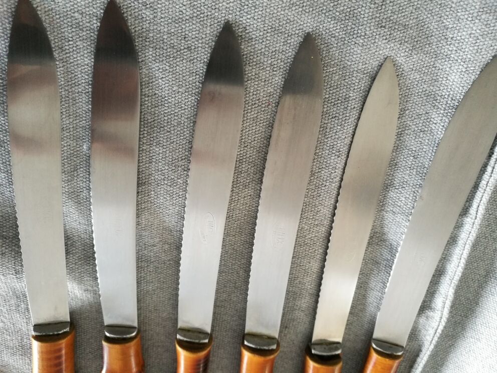 6 antique bamboo handle knives