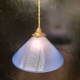 Blue opaline cone pendant light