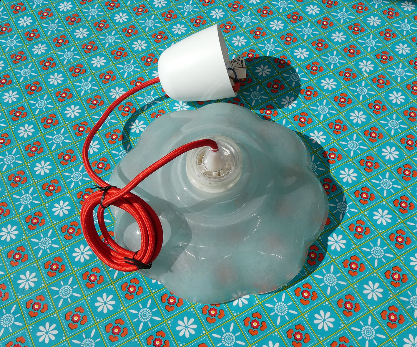 Old hanging lamp, shade glass lamp vintage