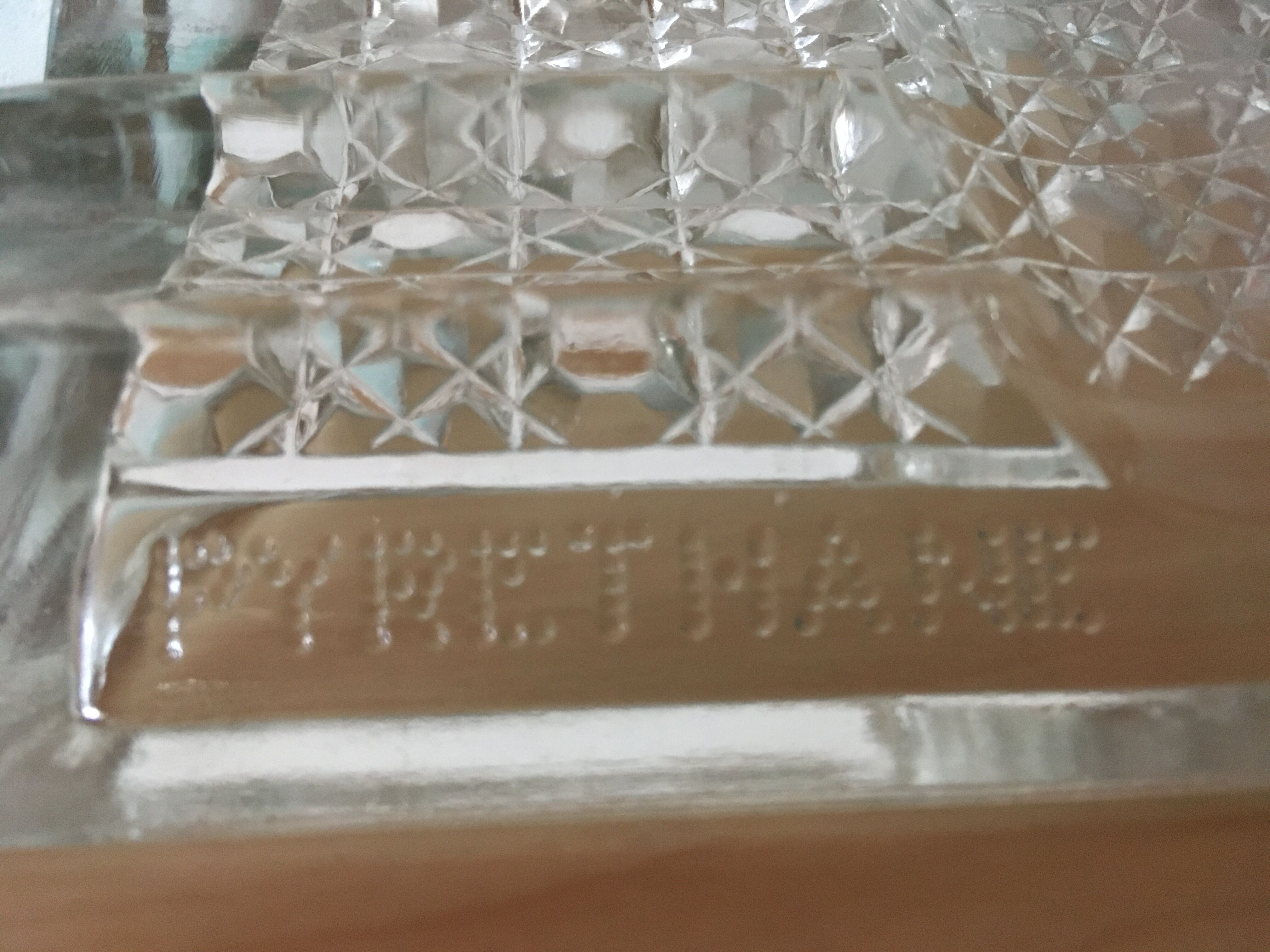 Molded glass pencil holder