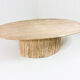 Oval Italian coffee table in travertin, 1970s