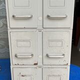 Set of 3 industrial lockers with 2 stackable drawers