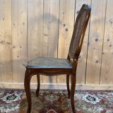 Set of 10 Louis XV style chairs in walnut and cane.