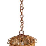 Handcrafted Bamboo and Rattan Pendant Lamp, Spanish Modernist, 1960s