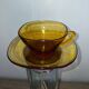 Vereco- 6 tasses et sous tasses verre orange