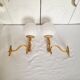 2 classic golden cherub wall lights and globe lampshades in perfect condition.