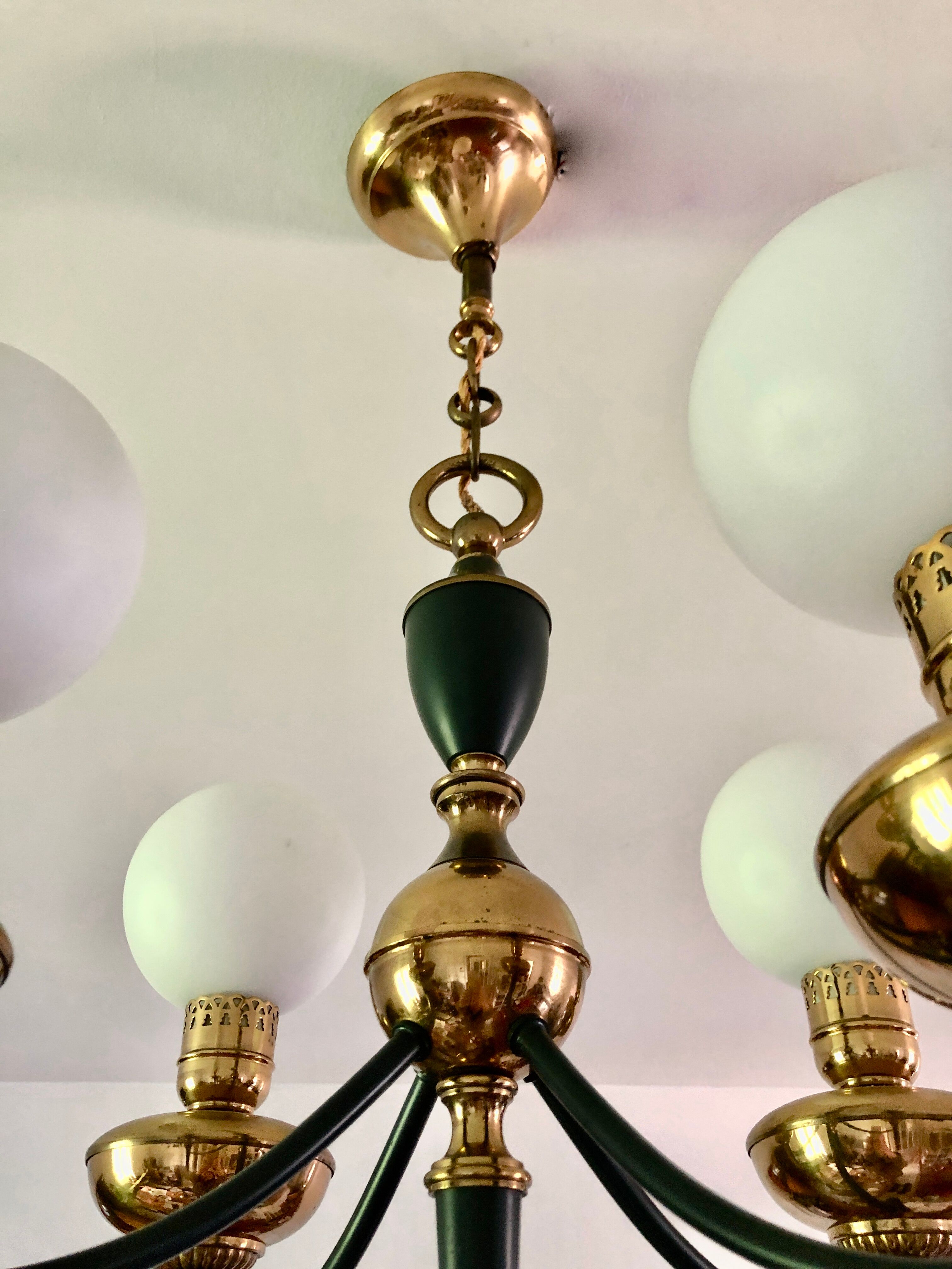 Green and gold directoire chandelier