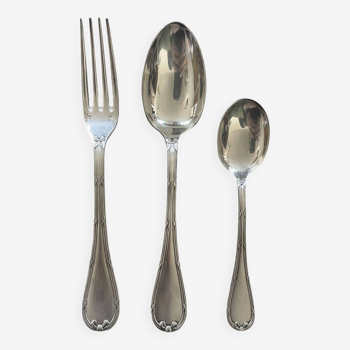 Set of 3 silverware cutlery Ribbons Christofle