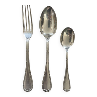 Set of 3 silverware cutlery Ribbons Christofle