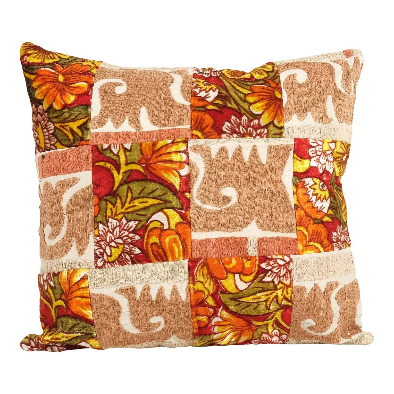 Vintage embroidered cushion cover 46x46 cm