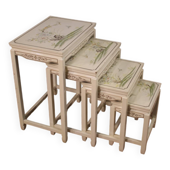 Four French coffee tables in lacquered and painted wood