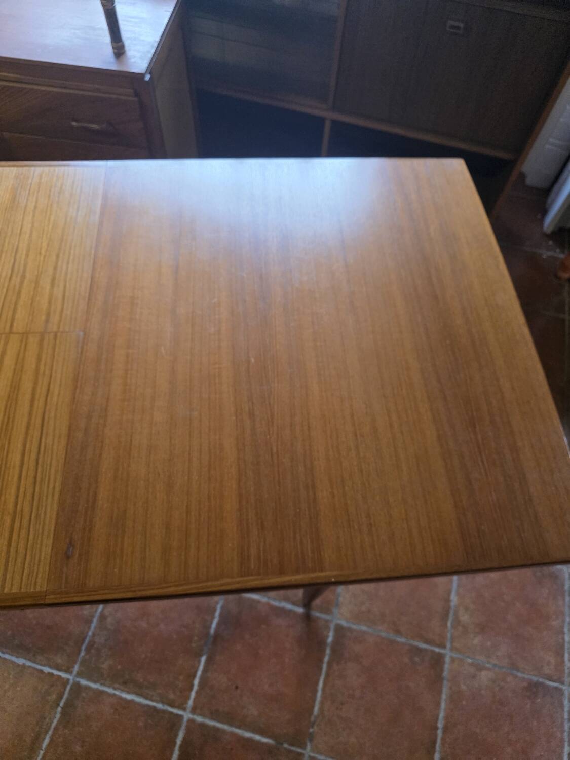 Table scandinave galbée extensible papillon en teck années 60