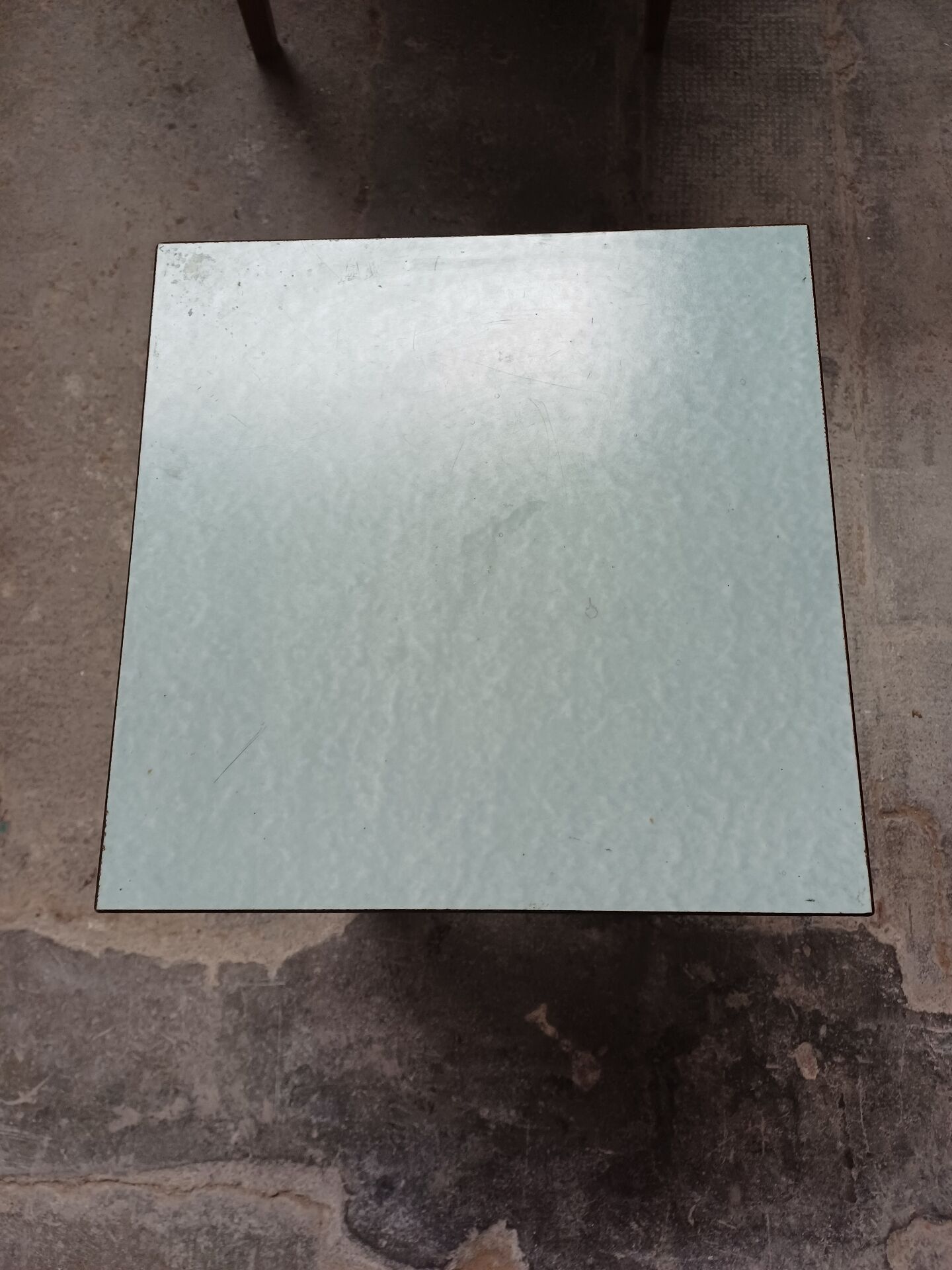 Formica table with tapered wooden legs + stool