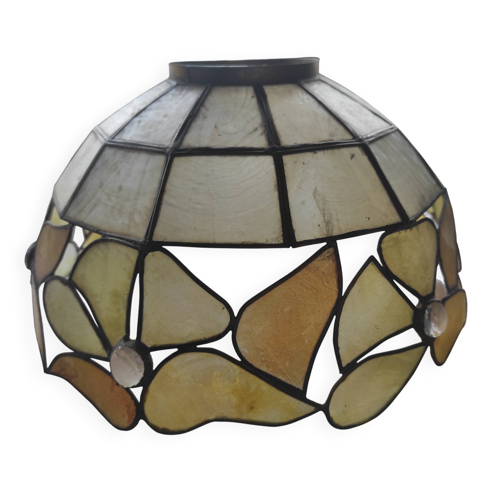 Vintage mother-of-pearl and glass ceiling pendant lampshade