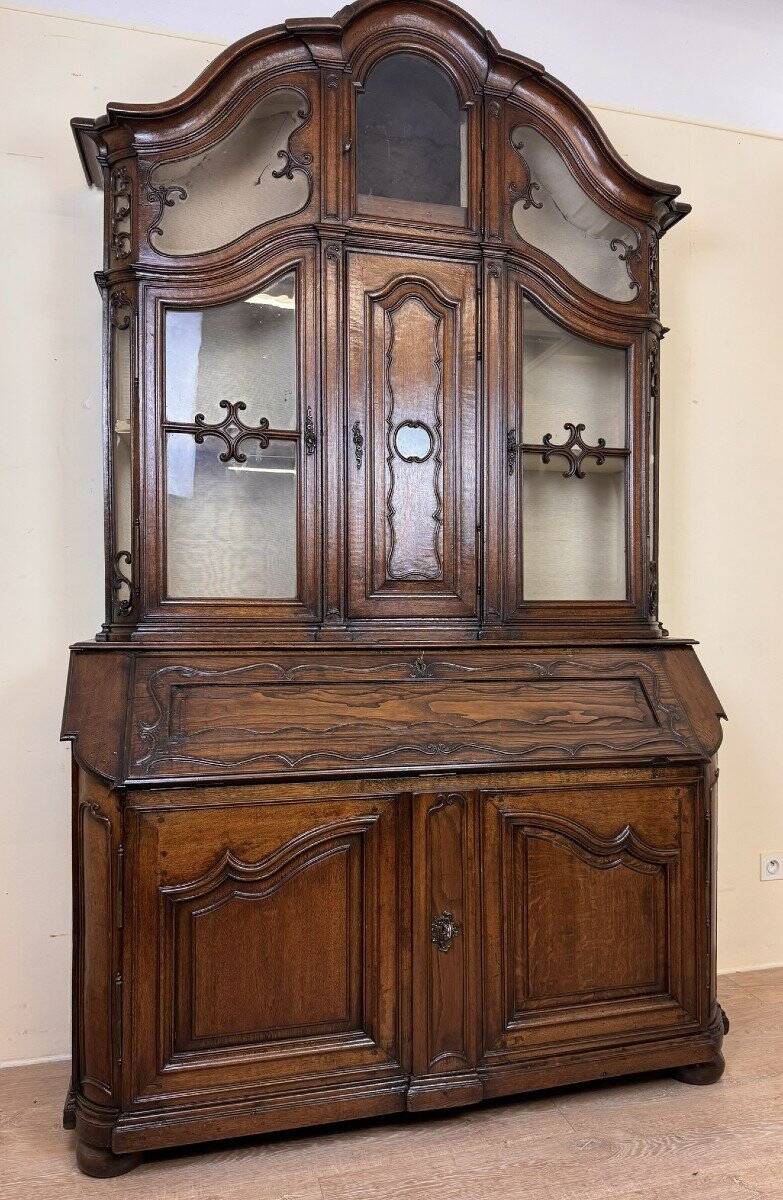 Monumental Buffet Bibliothèque Scriban A Horloge époque XVII En Chêne