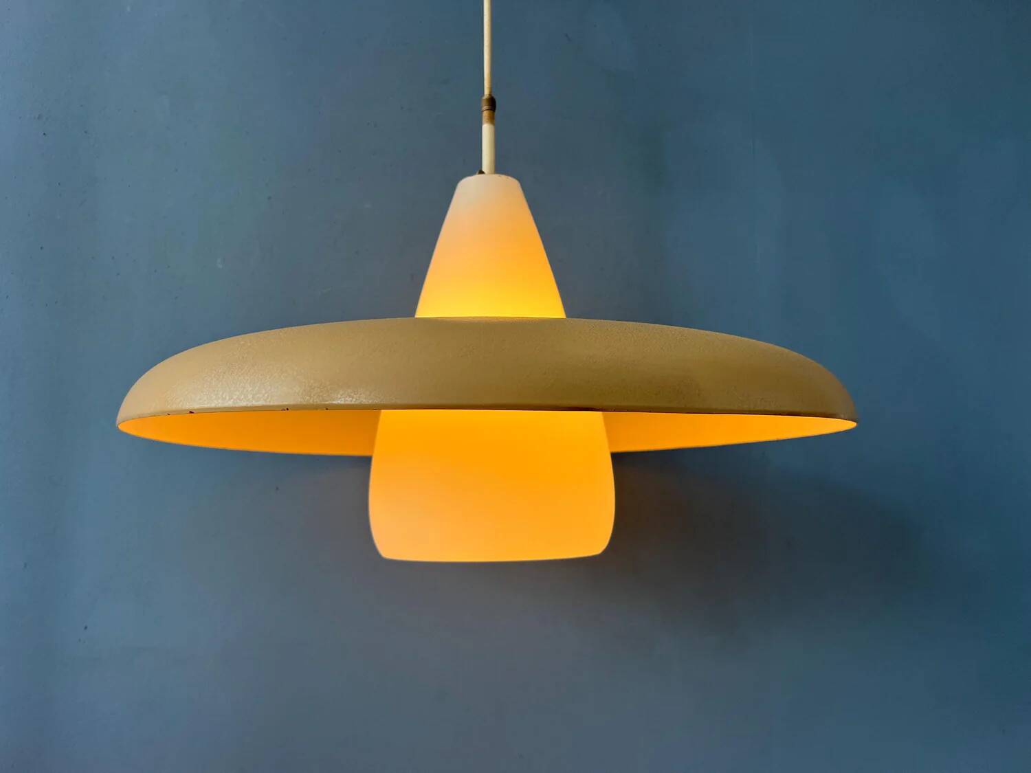 Vintage Louis Kalff Philips OVNI opaline glass pendant light