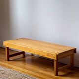 Banc ou table basse en pin blond, Années 70