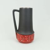 1960s vintage scheurich VASE model 411-25 matte brown glaze red pattern