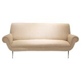 Canapé italien courbé en coton chenille ivoire Gigi Radice Mid-Century Modern