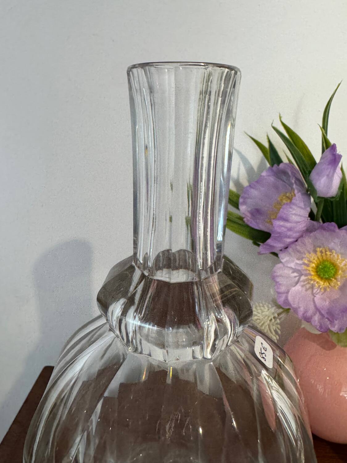 Pair of antique moulded crystal decanters (Baccarat style)