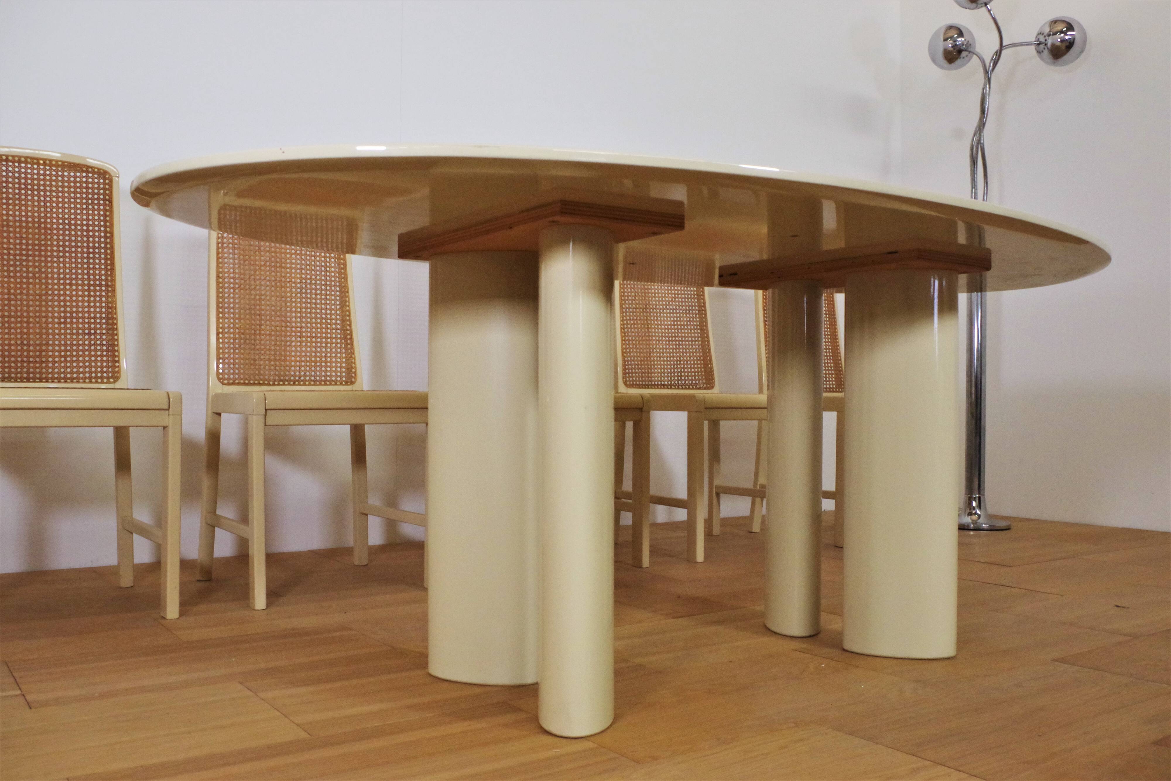 Table and 6 chairs by Mario Sabot from the 70s