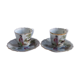 Lot composé  de 2 tasses et soucoupes anciennes en fine porcelaine