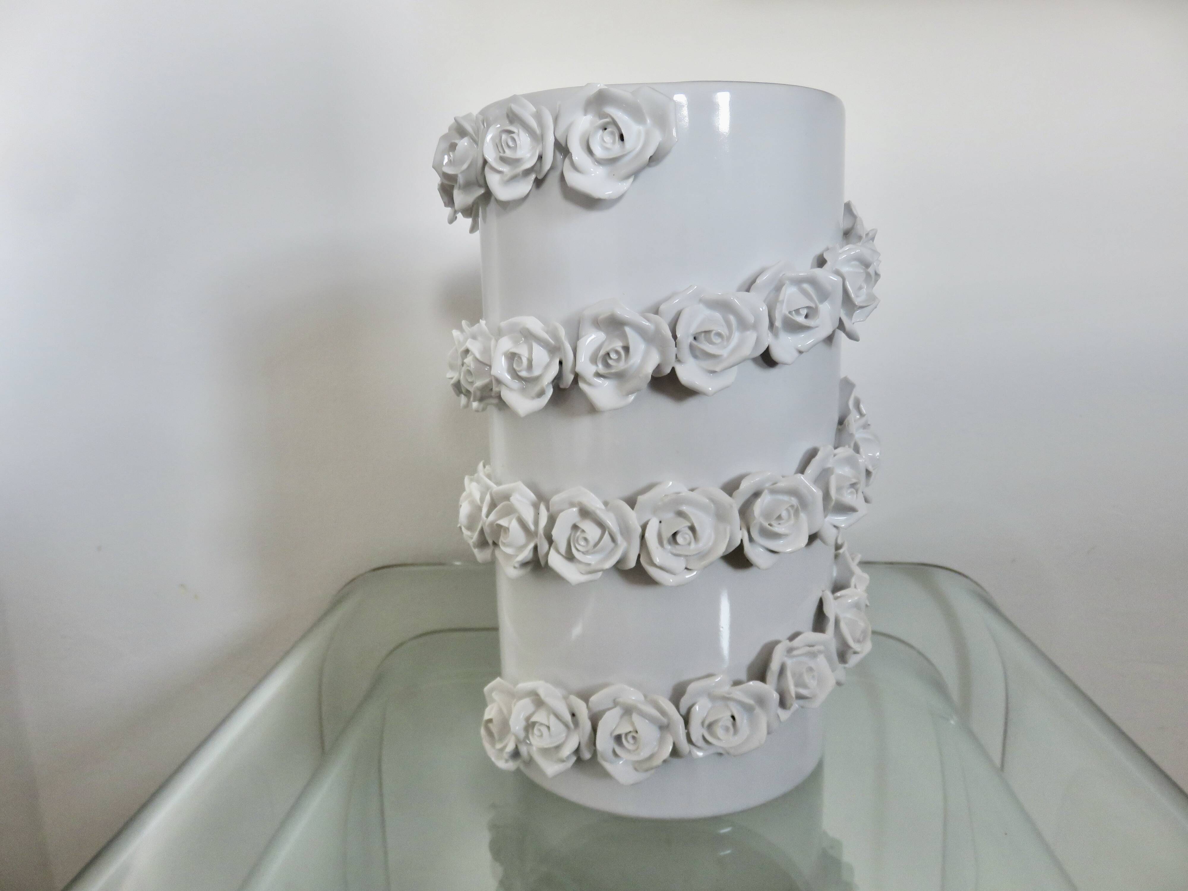 White slip ceramic vase, Italy, 1980s