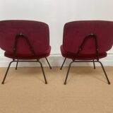 Pair of red velvet armchairs by Pierre Paulin for Thonet.
