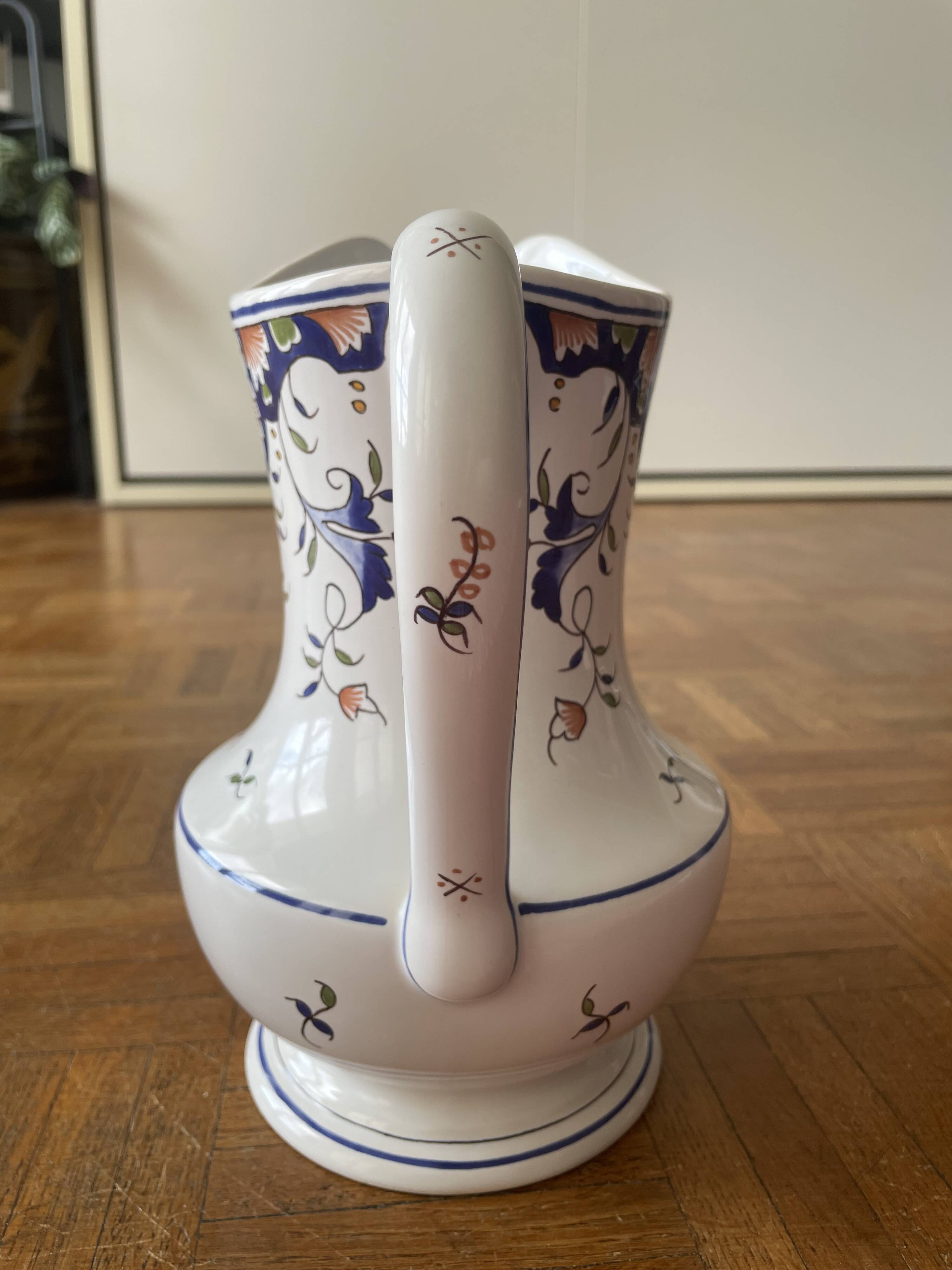 Large ceramic jug Old Rouen 1900