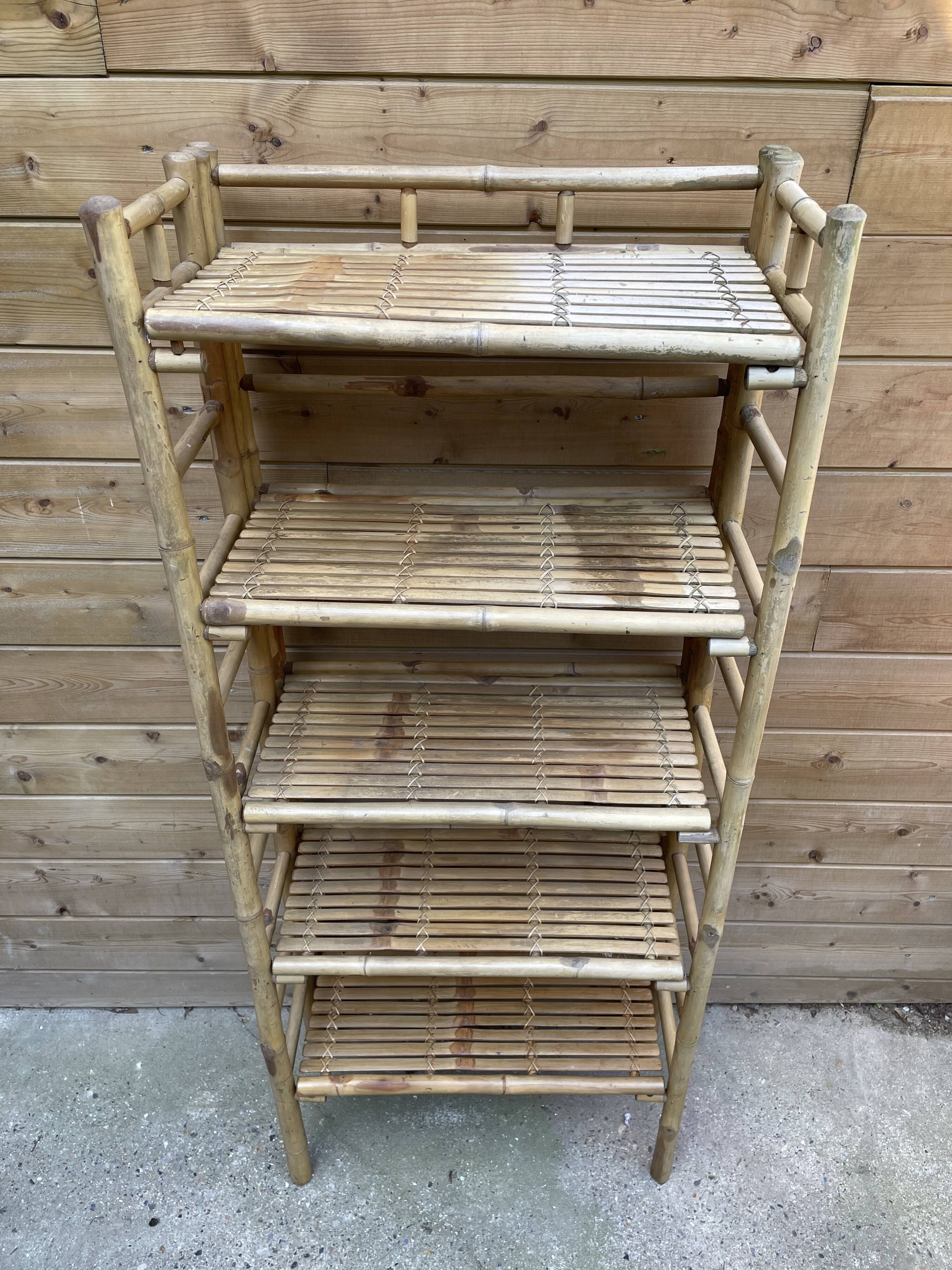 Foldable vintage bamboo bookcase