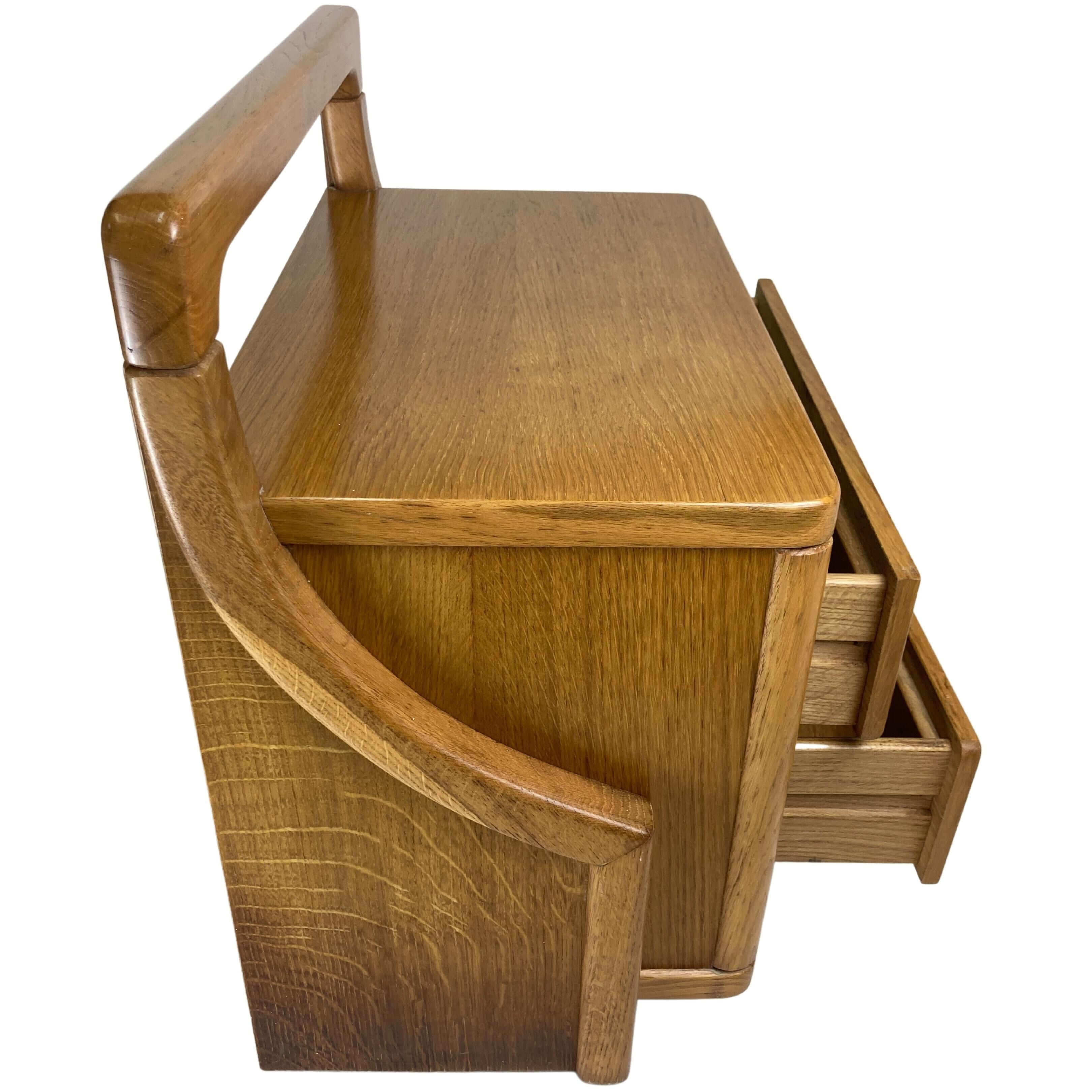 Danish scandinavian oak curved free form night stands or side tables, 1970s