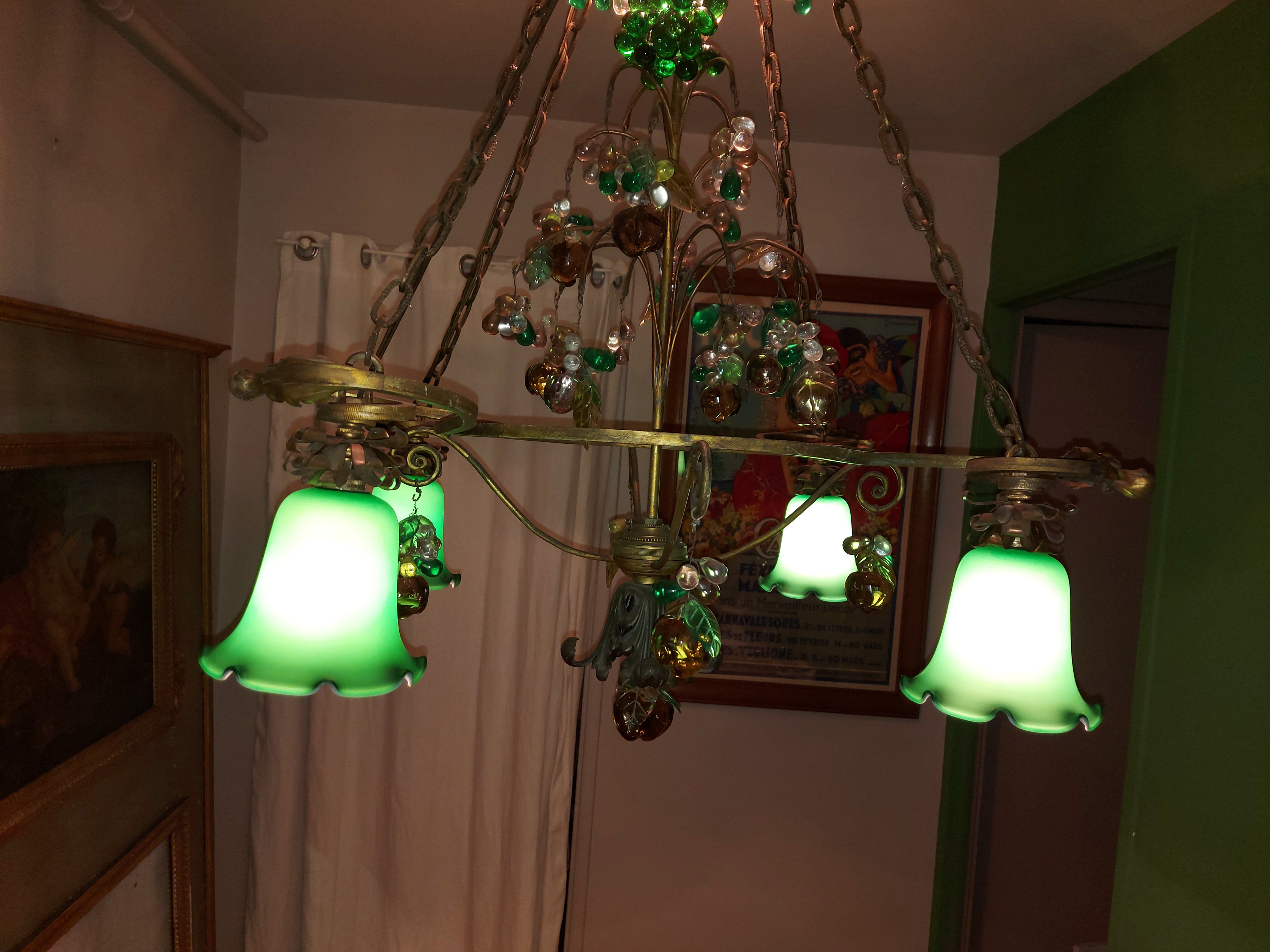 Very large art nouveau chandelier Murano (1 meter)