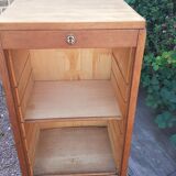 Storage cabinet locker with old wooden curtain