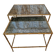 Pair of vintage nesting tables in faux bamboo with a gold finish – distressed mirrors