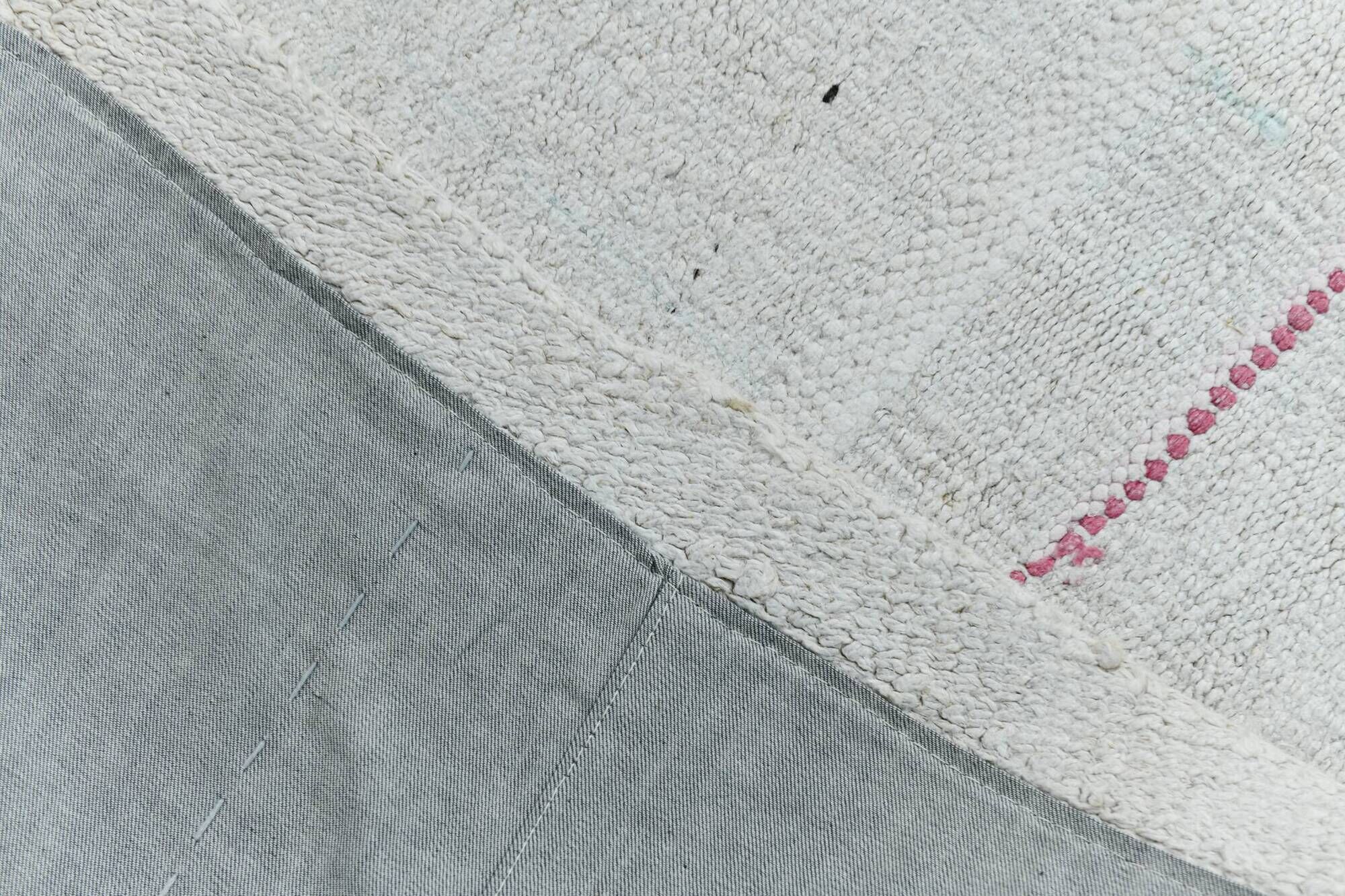 6x12 Off-White Long Wide Hand Woven Turkish Minimal Vintage Rug, 176x358 Cm