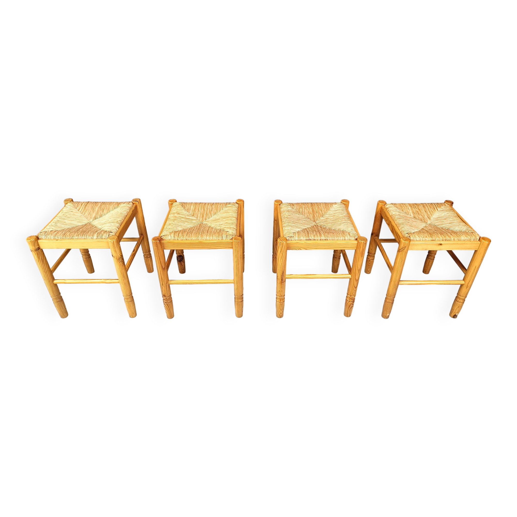 Vintage wicker stools - set of 4, 1960s