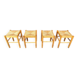Vintage wicker stools - set of 4, 1960s