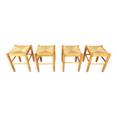 Vintage wicker stools - set of 4, 1960s