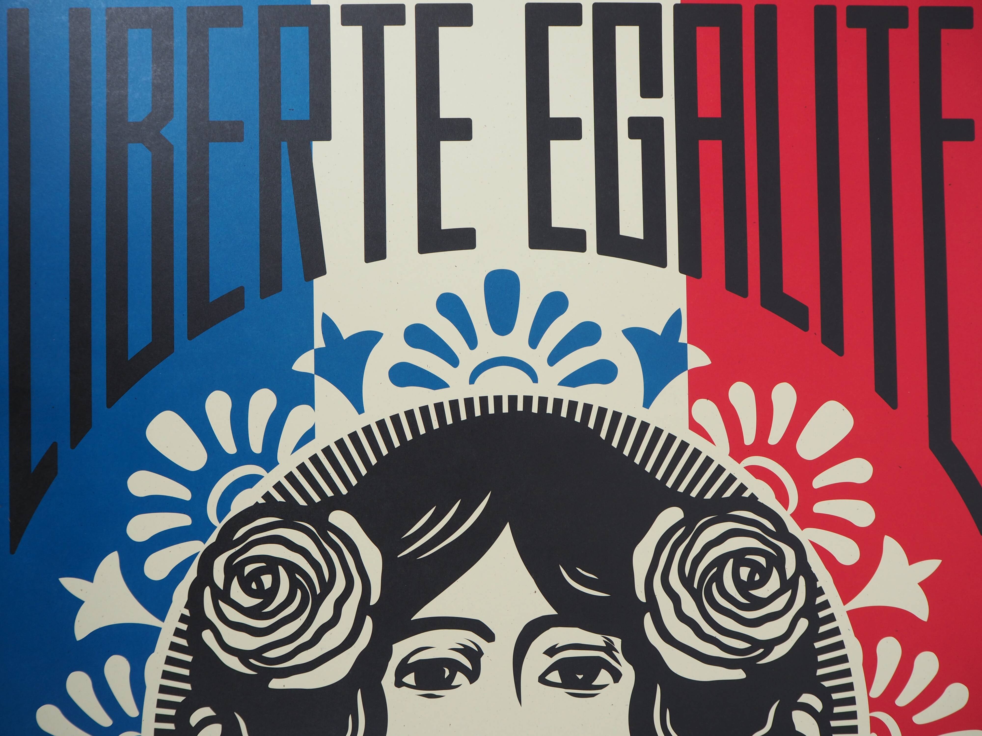 Shepard Fairey (Obey Giant): Liberty, Equality, Fraternity - Signed lithograph