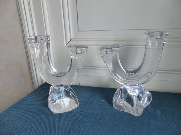 Deux chandeliers en cristal  Daum France