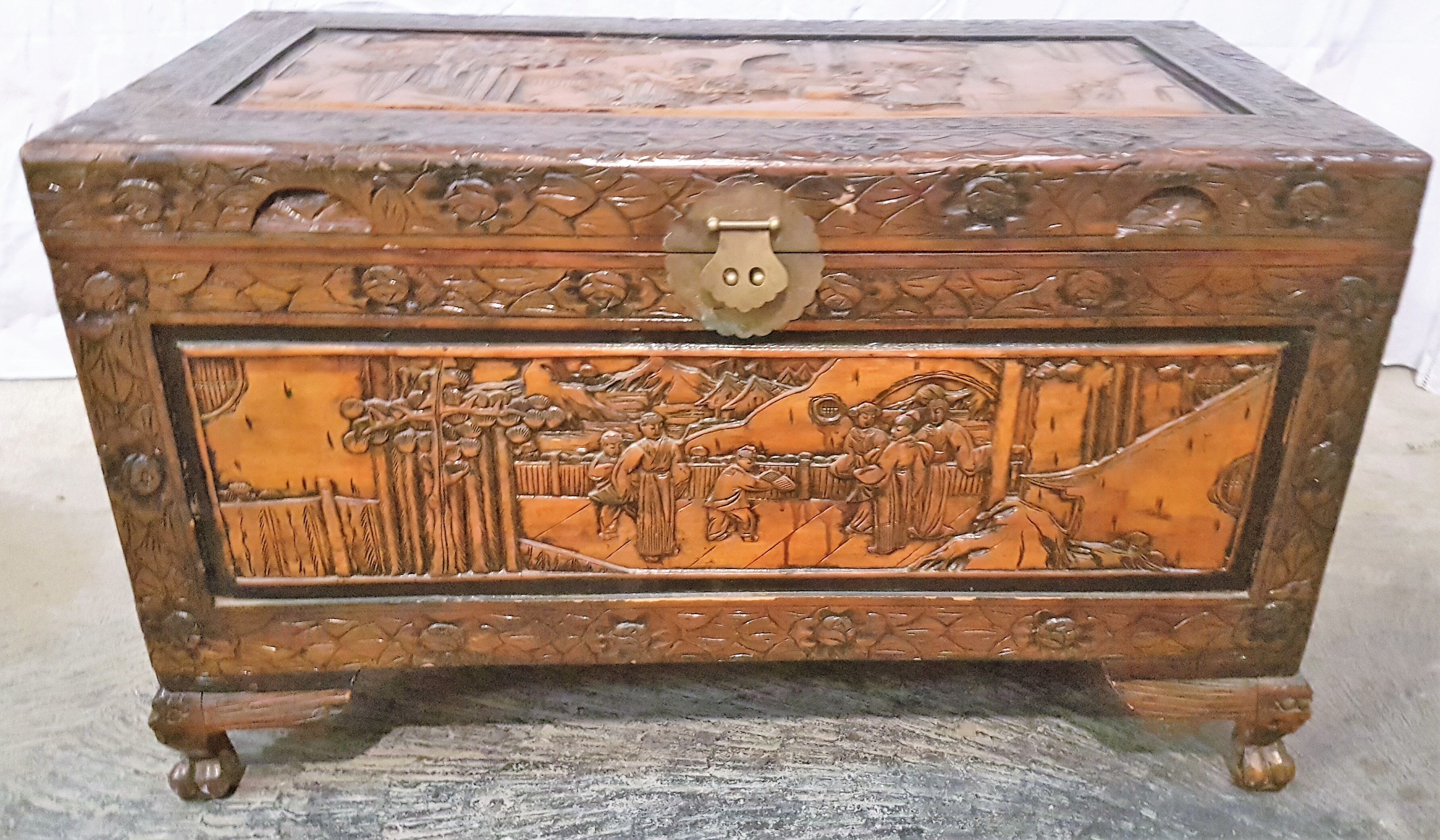 Coffre de rangement asiatique chinois palissandre