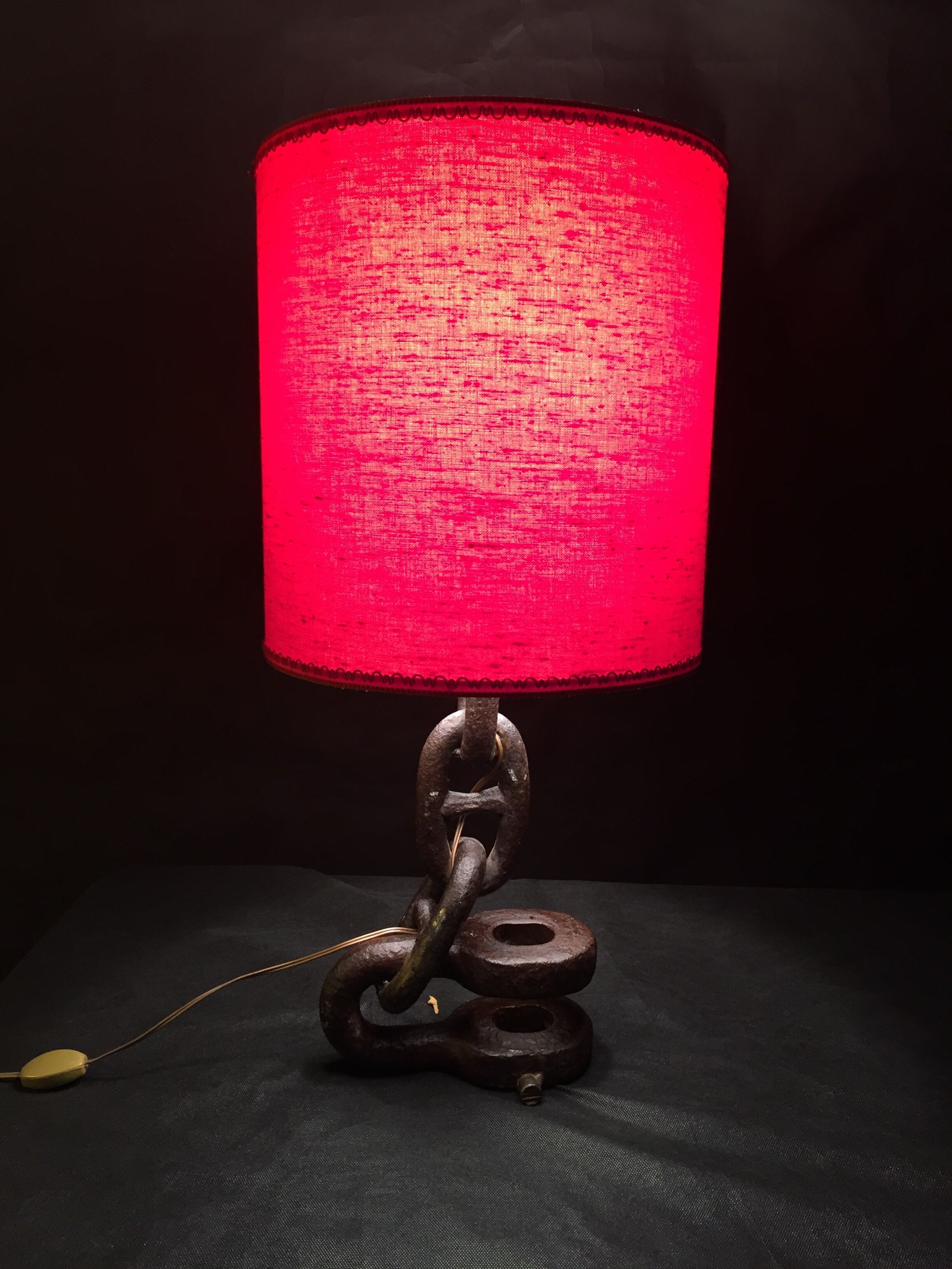 Vintage 1960s navy liner chain lamp red light