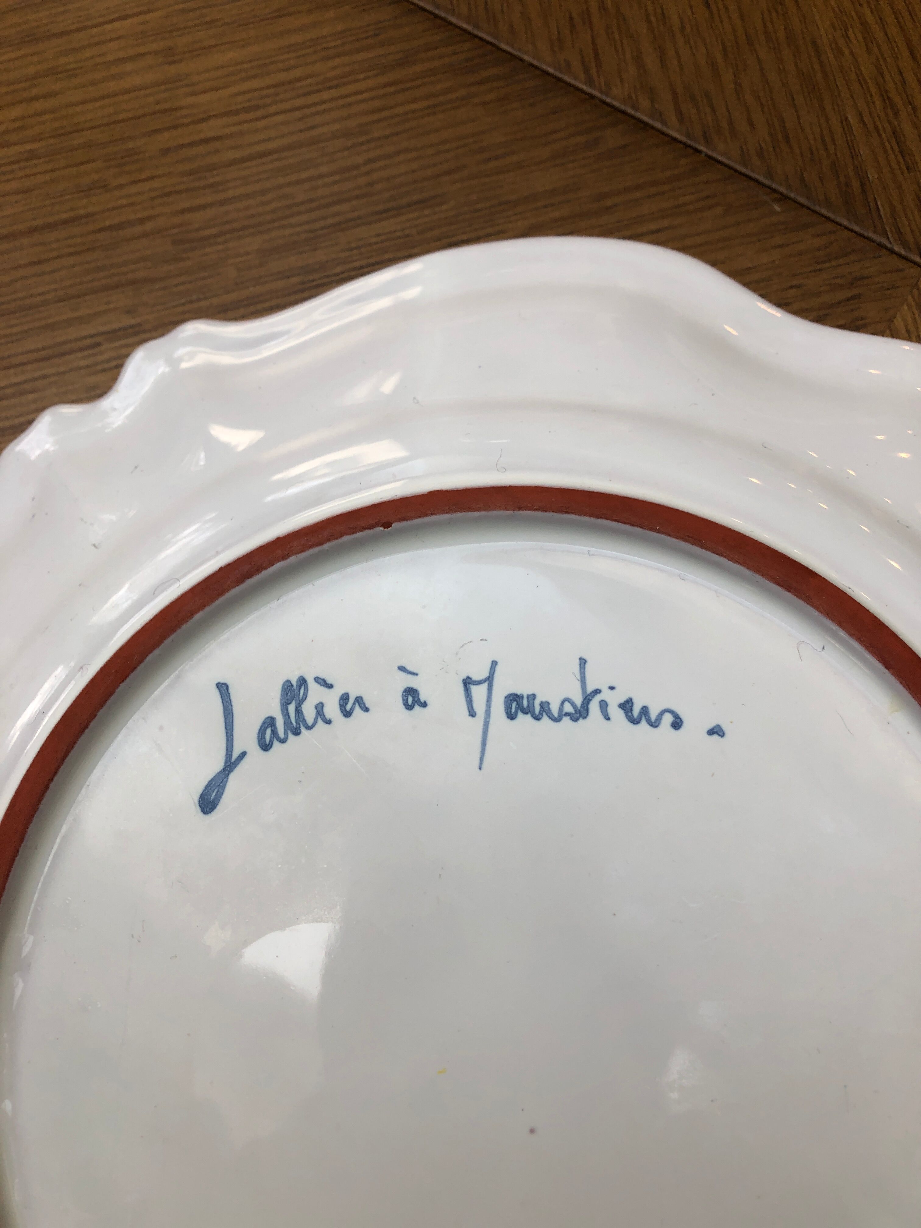 3 signed moustier plates