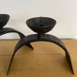 Pair of brutalized wrought iron candlesticks
